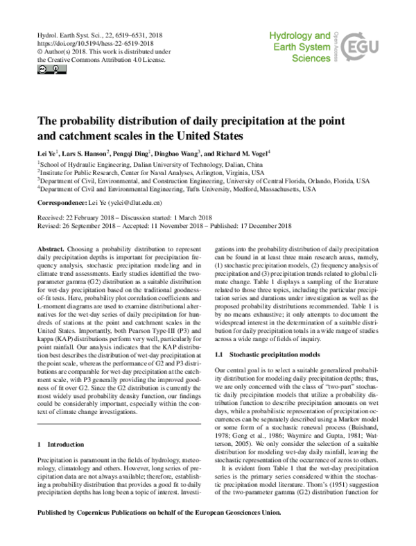 (PDF) The probability distribution of daily precipitation at the point ...