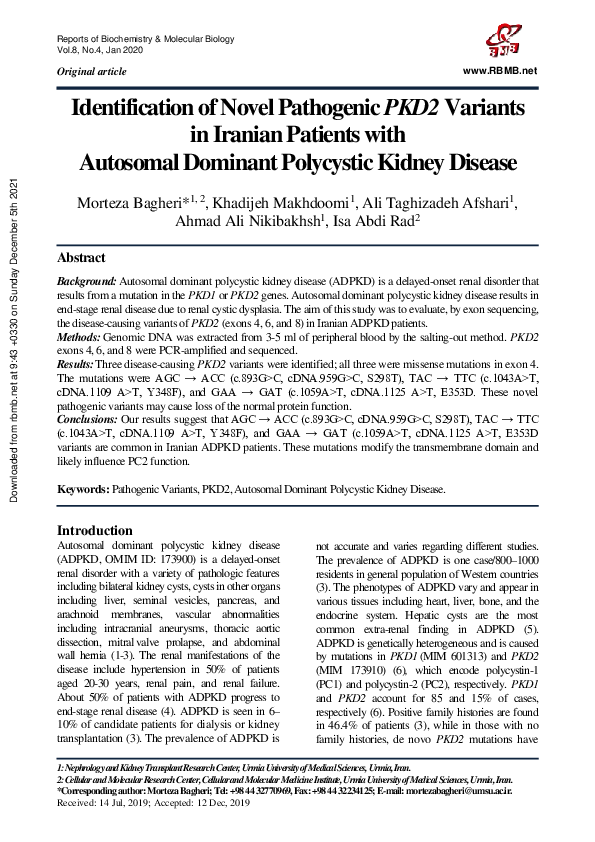 (PDF) Identification of Novel Pathogenic PKD2 Variants in Iranian ...