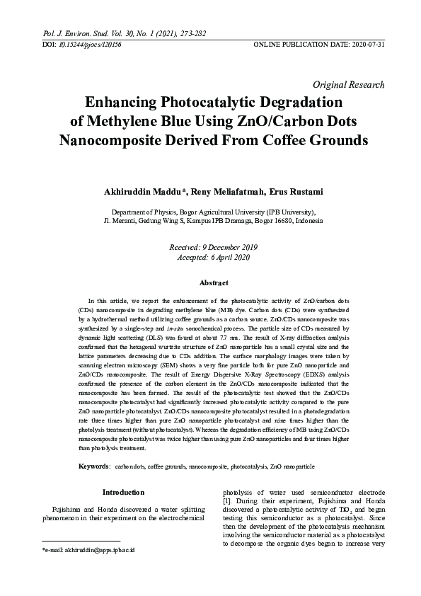 (PDF) Enhancing Photocatalytic Degradation of Methylene Blue Using ZnO ...