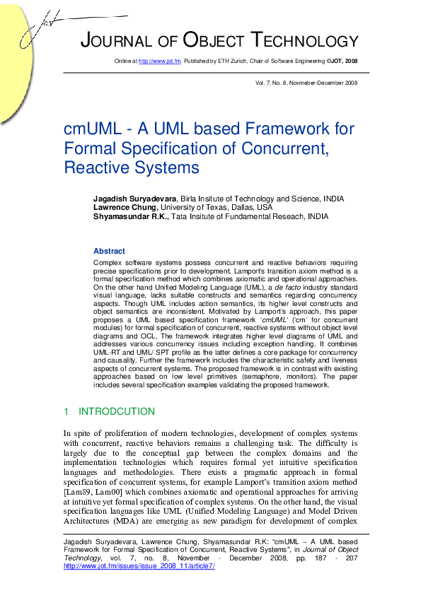 (PDF) cmUML - A UML based Framework for Formal Specification of ...