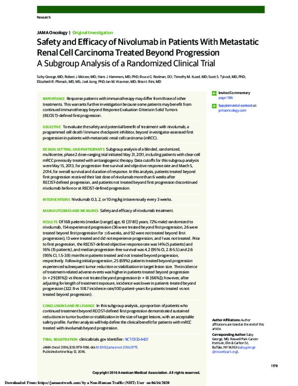 (PDF) Safety and Efficacy of Nivolumab in Patients With Metastatic ...
