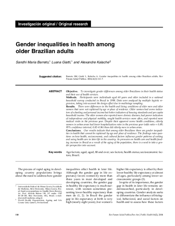 (PDF) Gender inequalities in health among older Brazilian adults