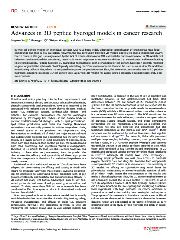 (PDF) Advances in 3D peptide hydrogel models in cancer research