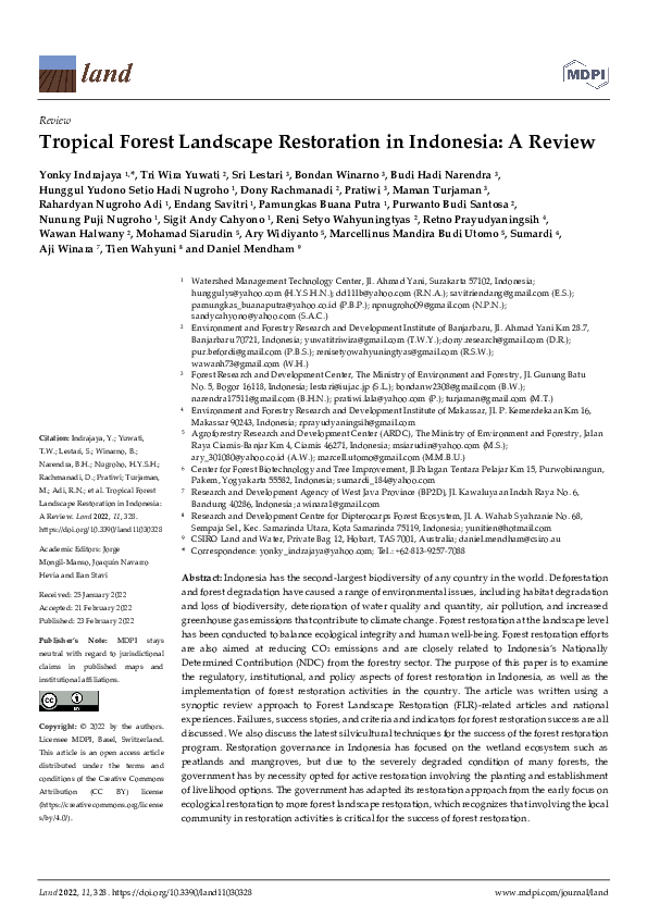 (PDF) Tropical Forest Landscape Restoration in Indonesia: A Review