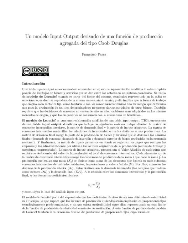 (PDF) Un modelo Input-Output derivado de una función de producción ...