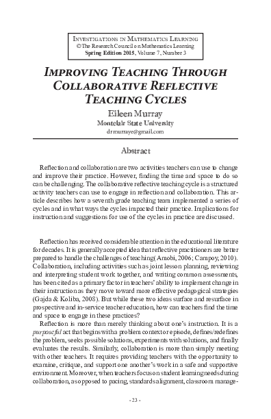 (PDF) Improving Teaching through Collaborative Reflective Teaching Cycles