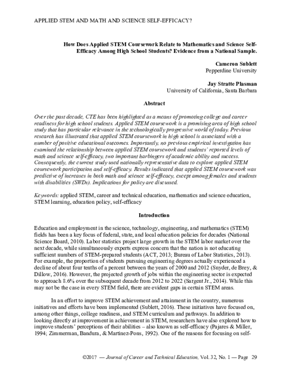 (PDF) How Does Applied STEM Coursework Relate to Mathematics and ...