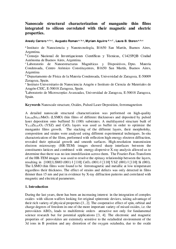 (PDF) Nanoscale structural characterization of manganite thin films ...