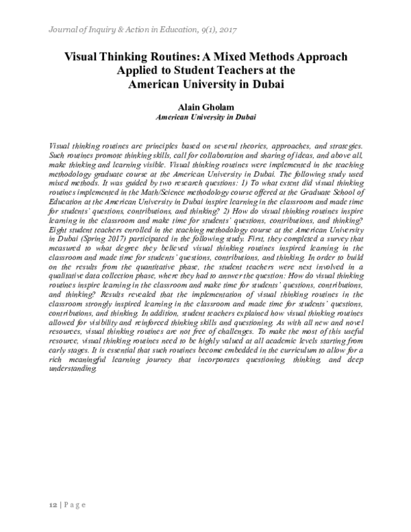 (PDF) Visual Thinking Routines: A Mixed Methods Approach Applied to ...