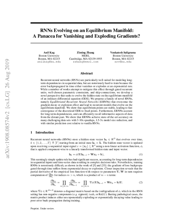 (PDF) RNNs Evolving on an Equilibrium Manifold: A Panacea for Vanishing ...