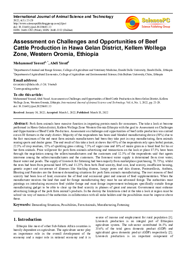 (PDF) Assessment on Challenges and Opportunities of Beef Cattle ...