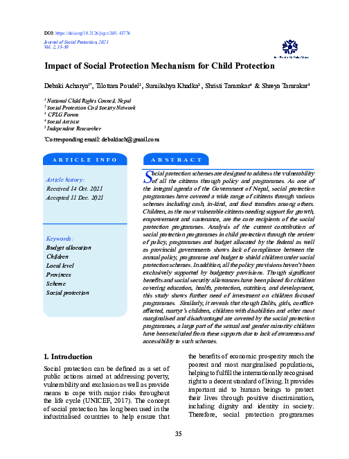 (PDF) Impact of Social Protection Mechanism for Child Protection