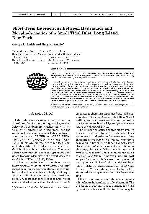 (PDF) Short-TerDl Interactions Between Hydraulics and MorphodynalDics ...