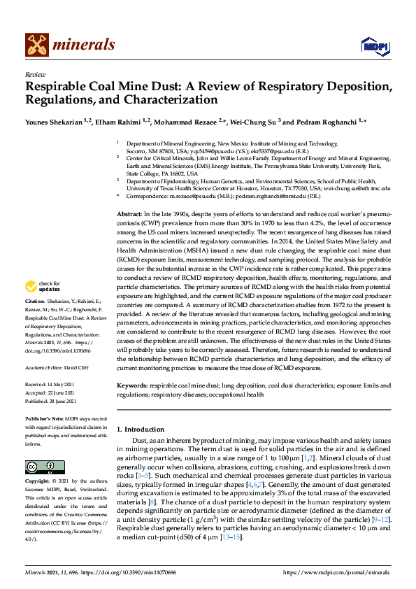 (PDF) Respirable Coal Mine Dust: A Review of Respiratory Deposition ...