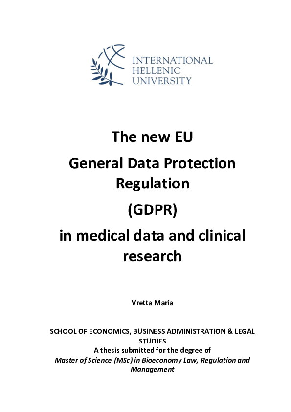 (PDF) The new EU General Data Protection Regulation (GDPR) in medical ...