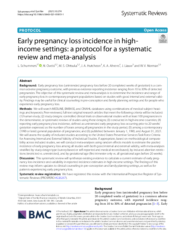 (PDF) Early pregnancy loss incidence in high-income settings: a ...