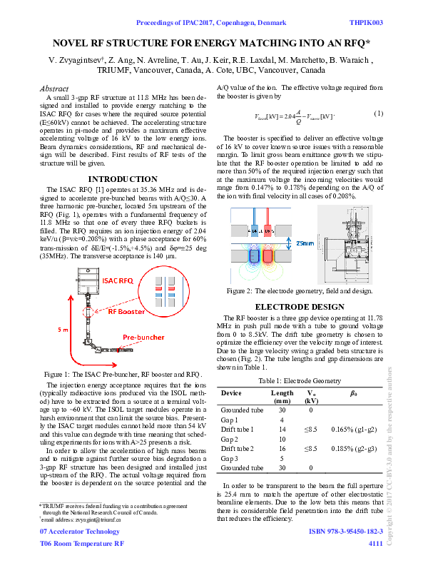 (PDF) Novel RF Structure for Energy Matching into an RFQ