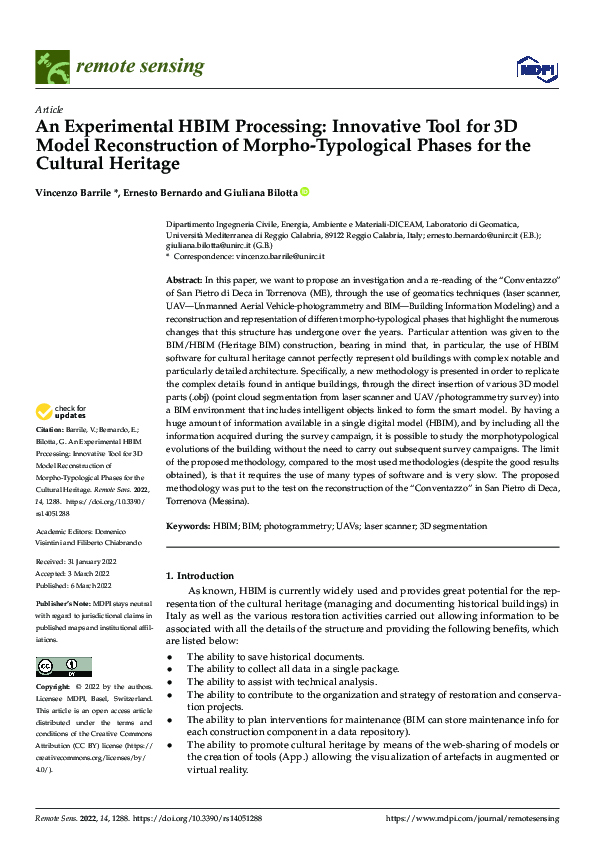 (PDF) An Experimental HBIM Processing: Innovative Tool for 3D Model ...