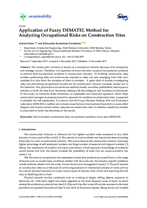 (PDF) Application of Fuzzy DEMATEL Method for Analyzing Occupational ...
