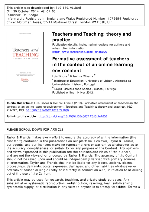 (PDF) Formative assessment of teachers in the context of an online ...