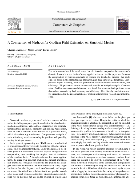 (PDF) A Comparison of Methods for Gradient Field Estimation on ...