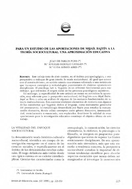(PDF) Para un estudio de las aportaciones de Mijail Bajtin a la teoría ...