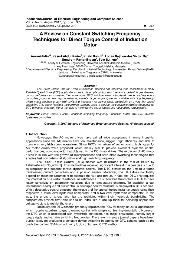 (PDF) A Review on Constant Switching Frequency Techniques for Direct ...