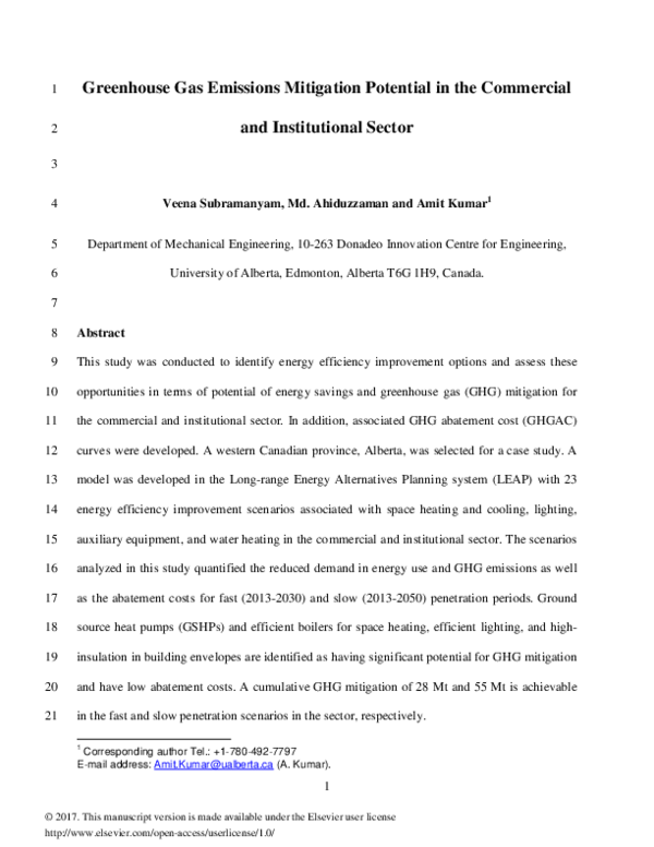(PDF) Greenhouse gas emissions mitigation potential in the commercial ...