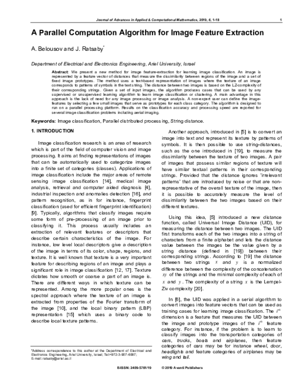 (PDF) A Parallel Computation Algorithm for Image Feature Extraction