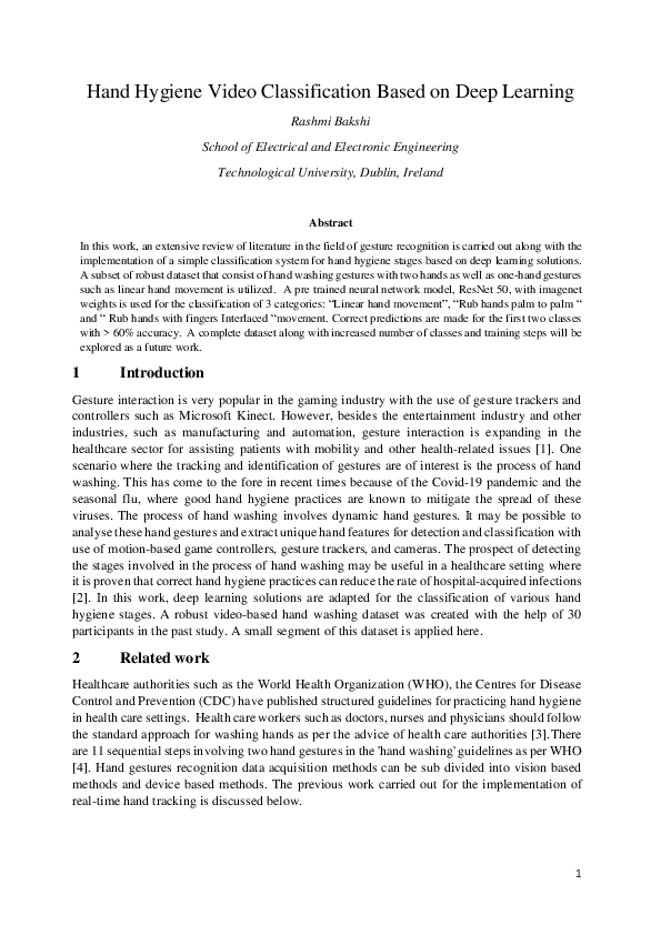 (PDF) Hand Hygiene Video Classification Based on Deep Learning