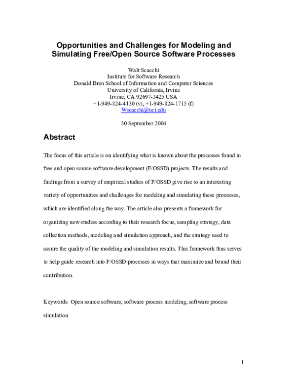 (PDF) Opportunities and Challenges for Modeling and Simulating Free ...