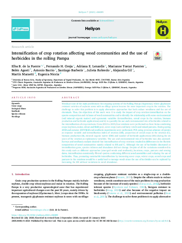(PDF) Intensification of crop rotation affecting weed communities and ...