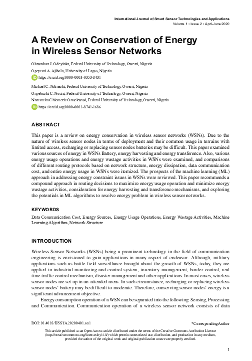 (PDF) A Review on Conservation of Energy in Wireless Sensor Networks