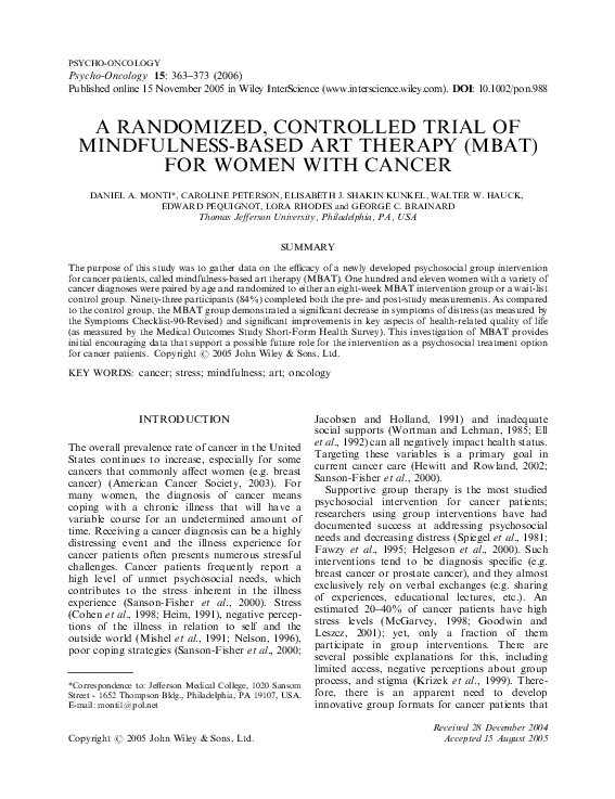 (PDF) Randomized controlled trial of mindfulness-based stress reduction ...