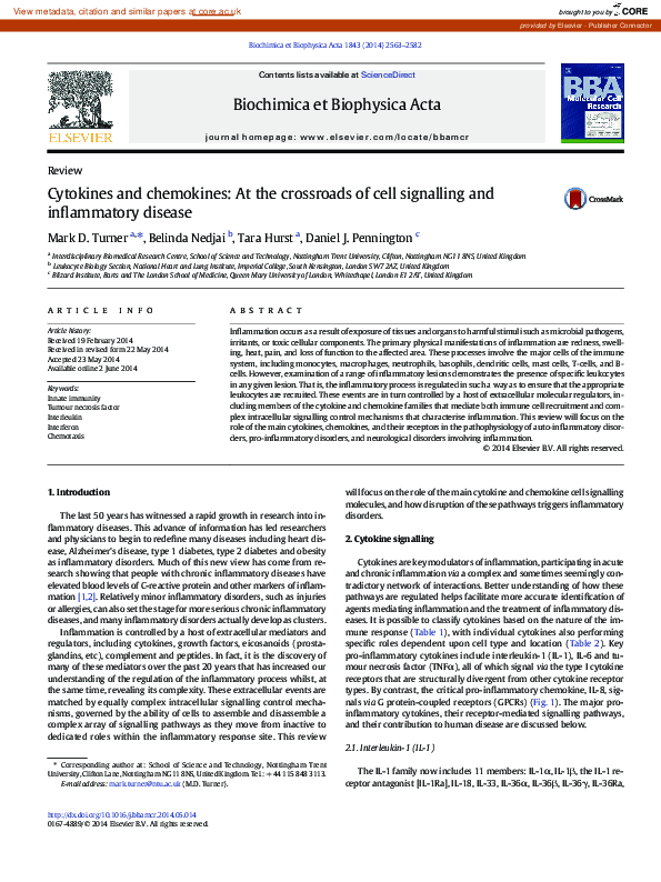 (PDF) Cytokines and chemokines : At the crossroads of cell signalling ...