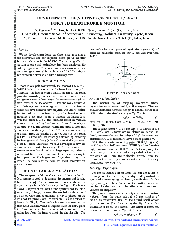 (PDF) Development of a Dense Gas Sheet Target for a 2D Beam Profile Monitor