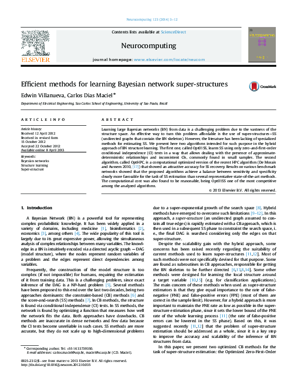 (PDF) Efficient methods for learning Bayesian network super-structures