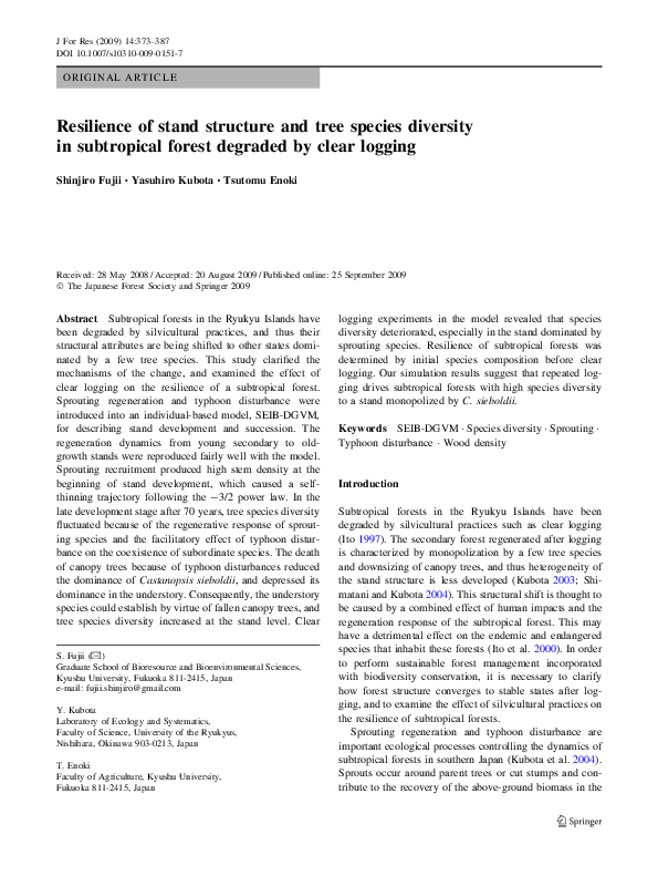 (PDF) Resilience of stand structure and tree species diversity in ...