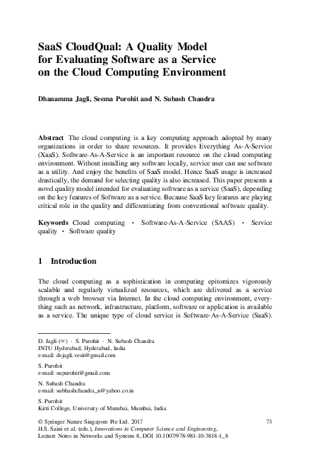 (PDF) SaaS CloudQual: A Quality Model for Evaluating Software as a ...