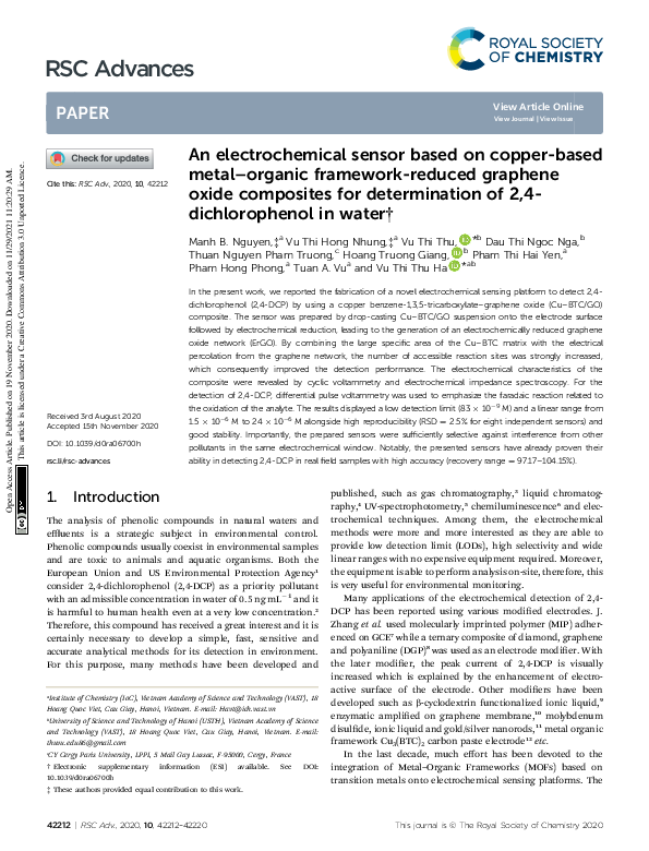 (PDF) An electrochemical sensor based on copper-based metal–organic ...