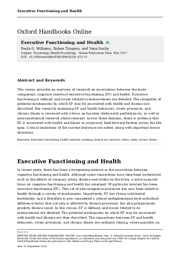 (PDF) Executive Functioning and Health