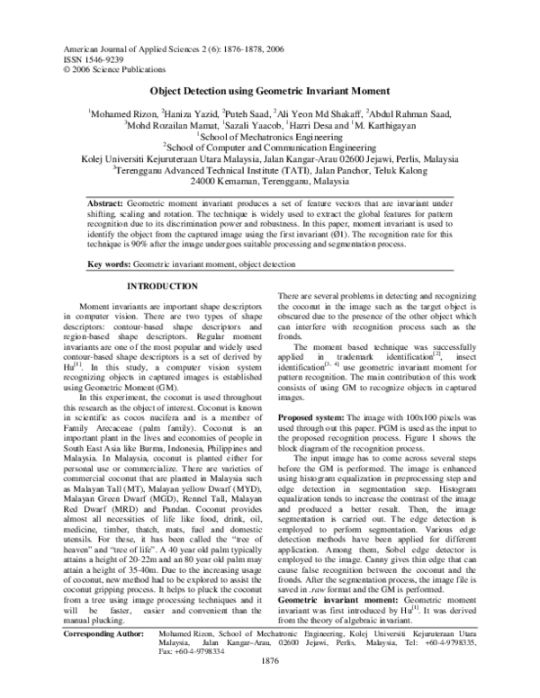 (PDF) Object Detection using Geometric Invariant Moment