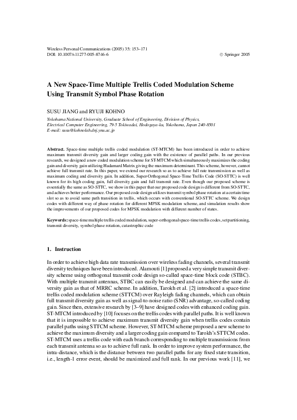 (PDF) A New Space-Time Multiple Trellis Coded Modulation Scheme Using ...