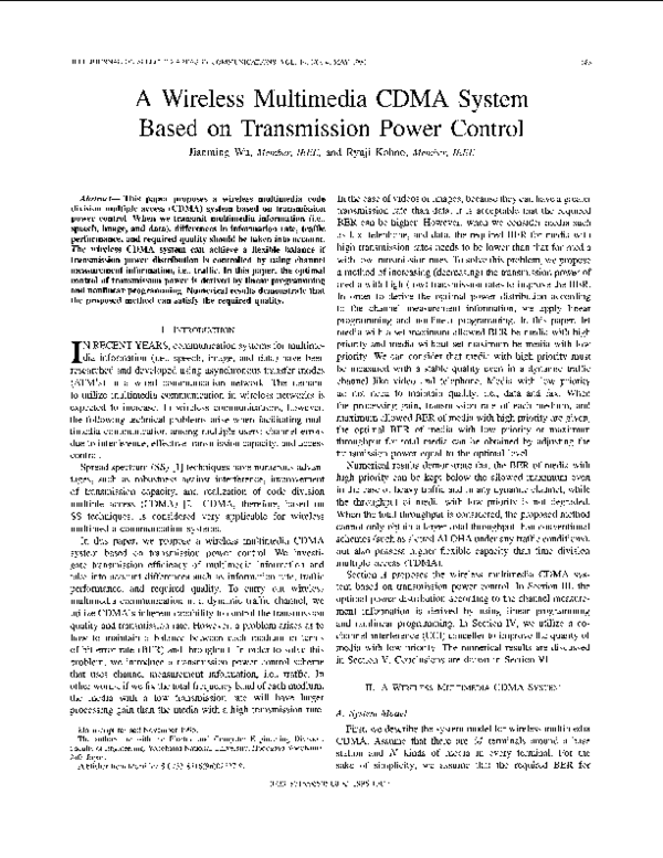(PDF) A wireless multimedia CDMA system based on transmission power control