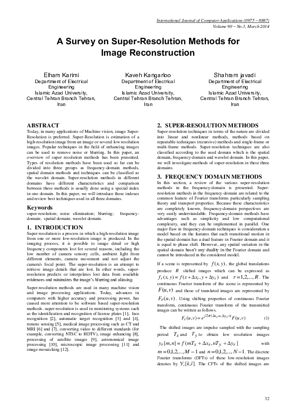 (PDF) A Survey on Super-Resolution Methods for Image Reconstruction
