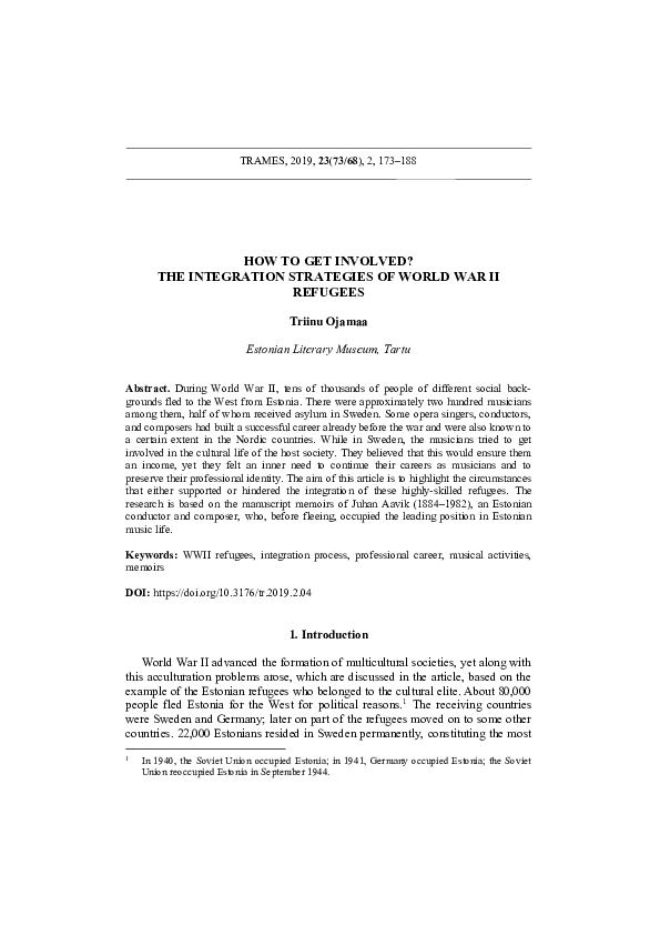(PDF) How to Get Involved? The Integration Strategies of World War II ...