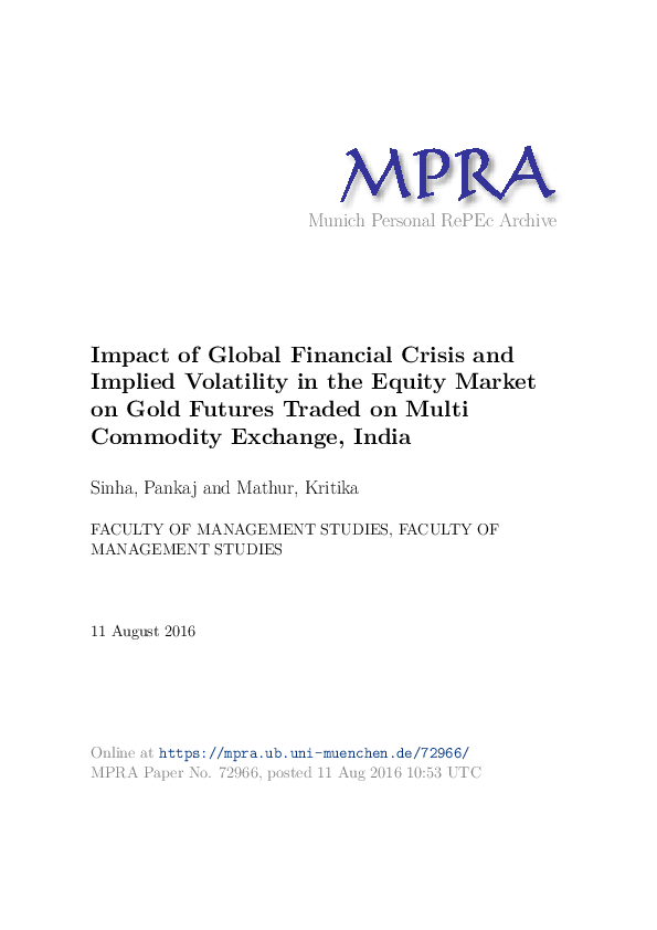 (PDF) Impact of Global Financial Crisis and Implied Volatility in the ...