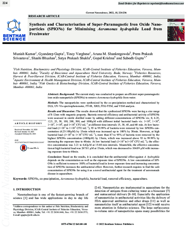 (PDF) Synthesis and Characterisation of Super-Paramagnetic Iron Oxide ...