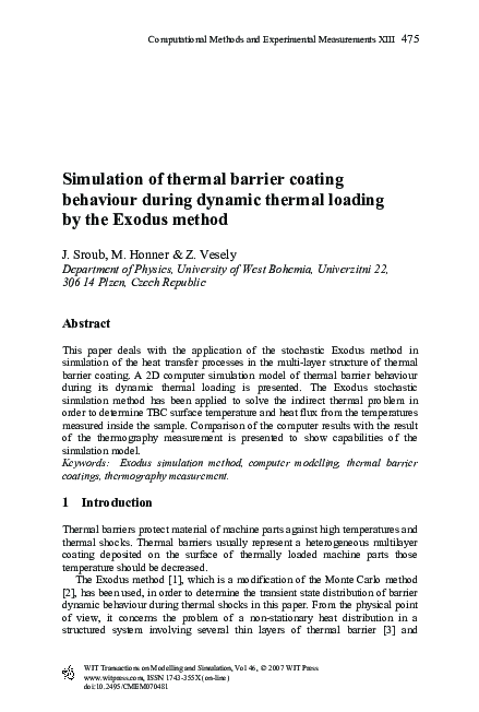 (PDF) Simulation of thermal barrier coating behaviour during dynamic ...