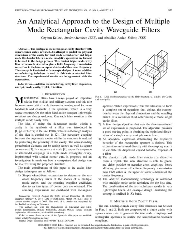 (PDF) An Analytical Approach to the Design of Multiple Mode Rectangular ...